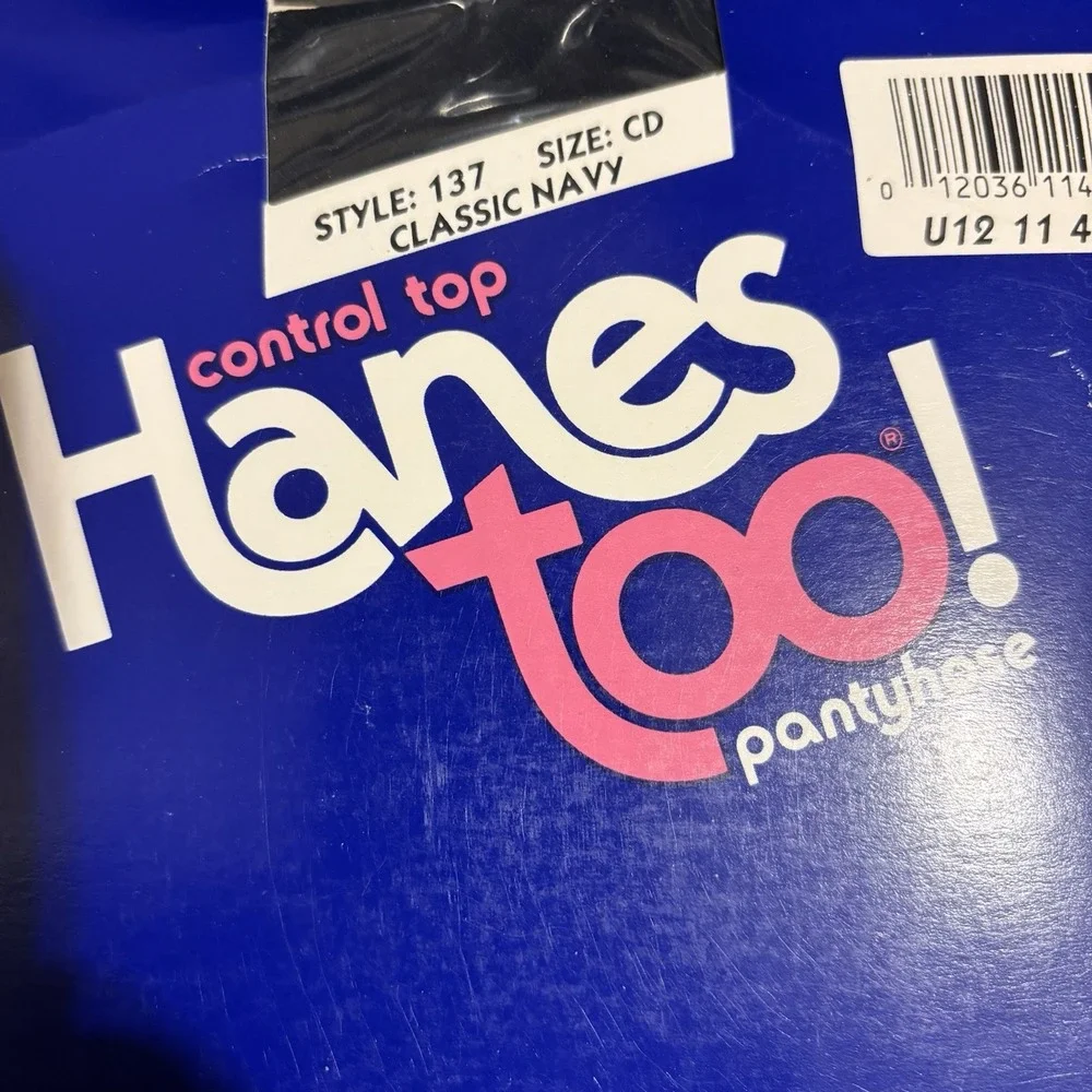 Hanes Too Control Top Pantyhose‎ Size CD Sandal Foot Classic Navy